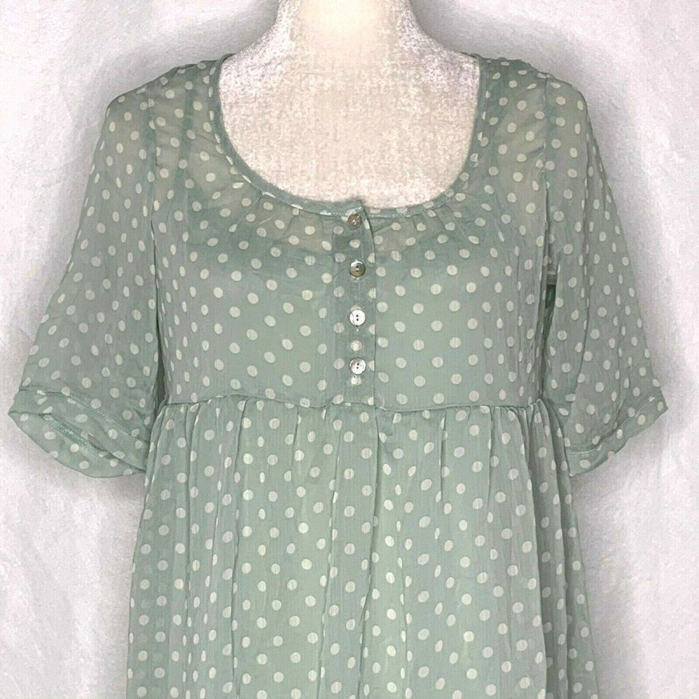 Freebird Babydoll Dress Mint Green White Polka Dot